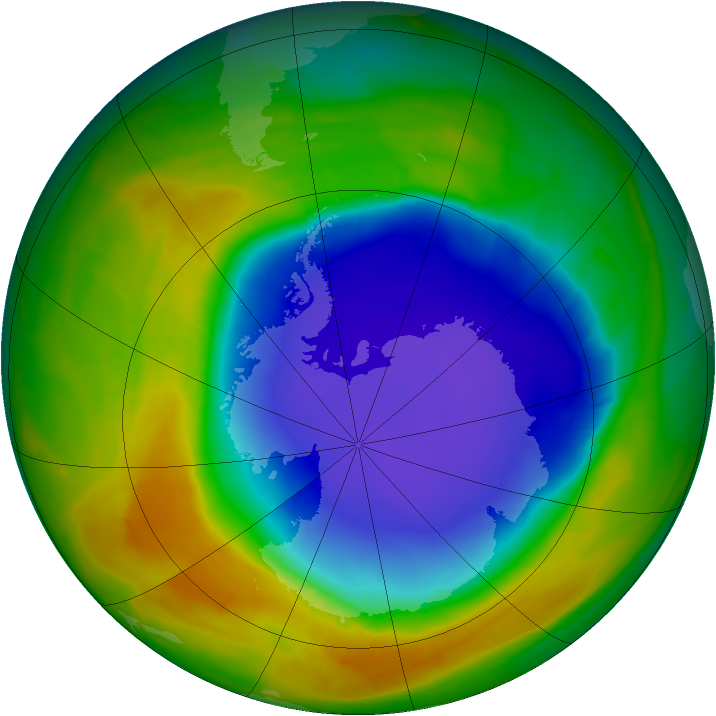 Antarctic ozone map for 27 October 2014